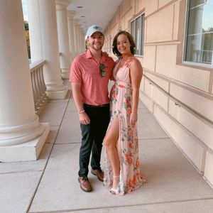 garden meandering blush floral print maxi dress